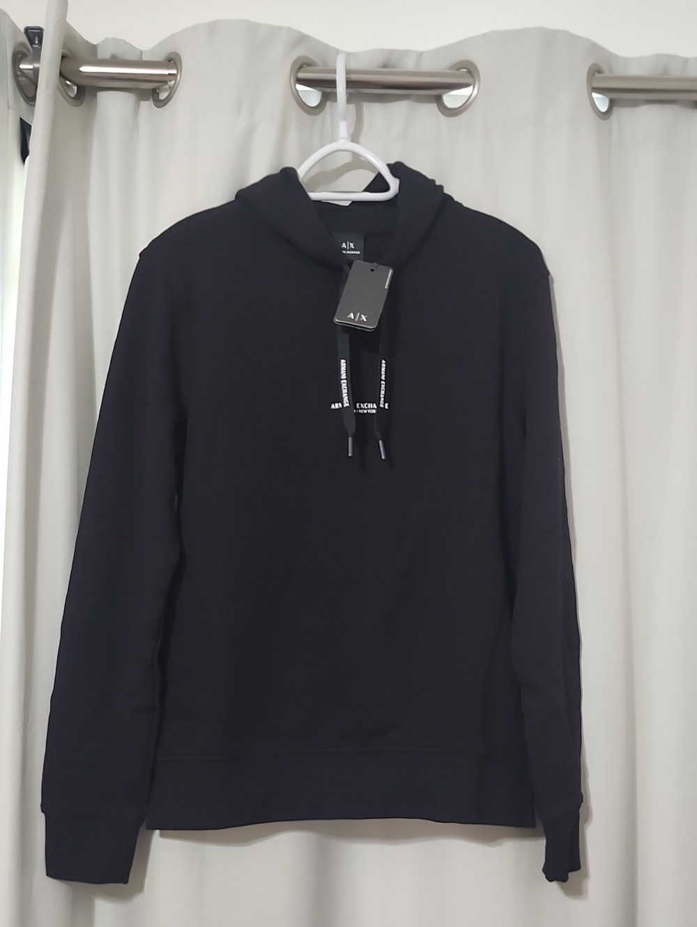 A|X Armani Exchange Mens Pull-Over Hooded Sweatshirt with Front Back LogoHooded